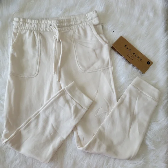 Rae Dunn 2 Piece CHILL Set Hoodie & Jogger Set S Cream/Pink Soft NWT - Picture 5 of 16